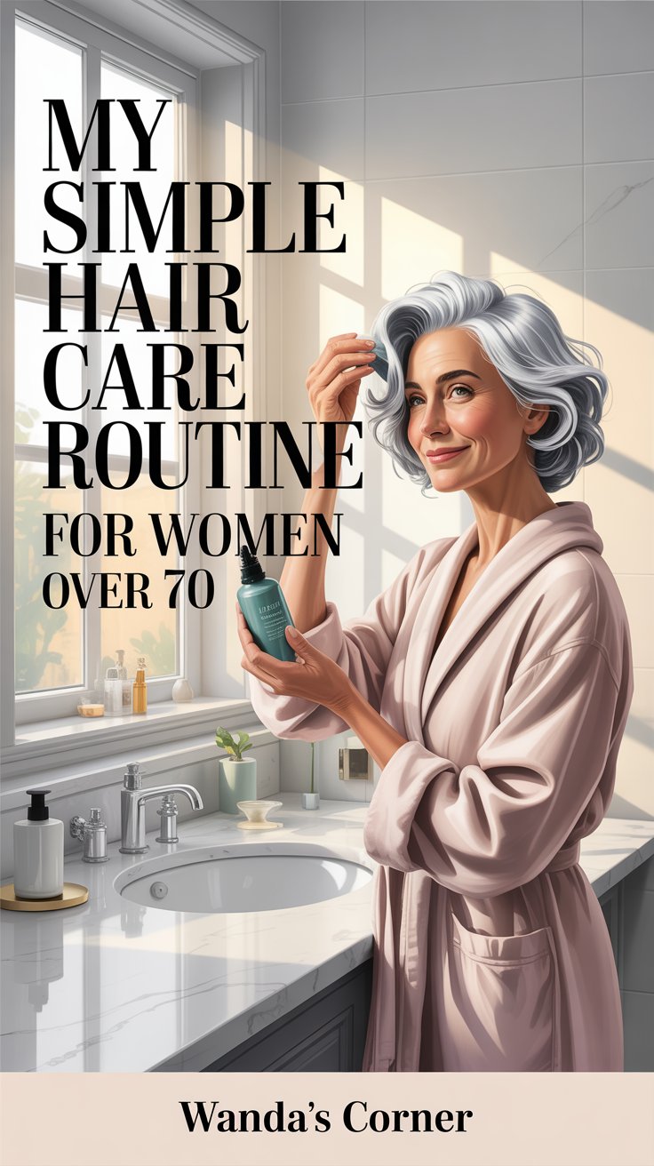 Simple hair care routine for women over 70 with silver hair